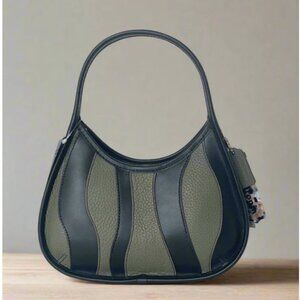 Coach Ergo Bag CQ004 Coachtopia Green Blue Wavy Stripe Leather 90s Upcrafted